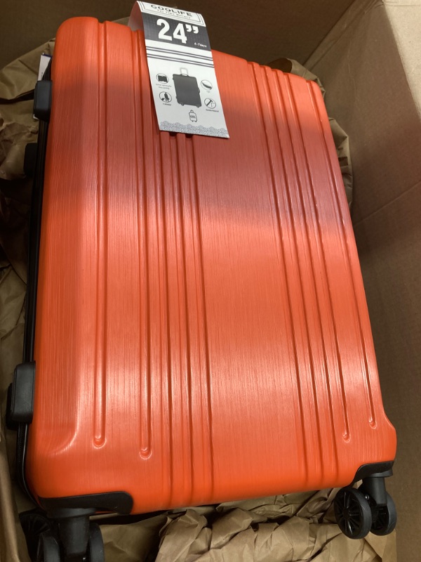 Photo 2 of Coolife Luggage Suitcase PC+ABS with TSA Lock Spinner Carry on Hardshell Lightweight 24in (orange)