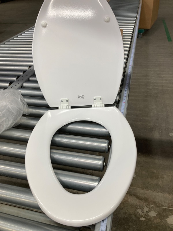 Photo 2 of **Small Scratches** Bemis 1500EC 390 Lift-Off Wood Elongated Toilet SEAT, Cotton White