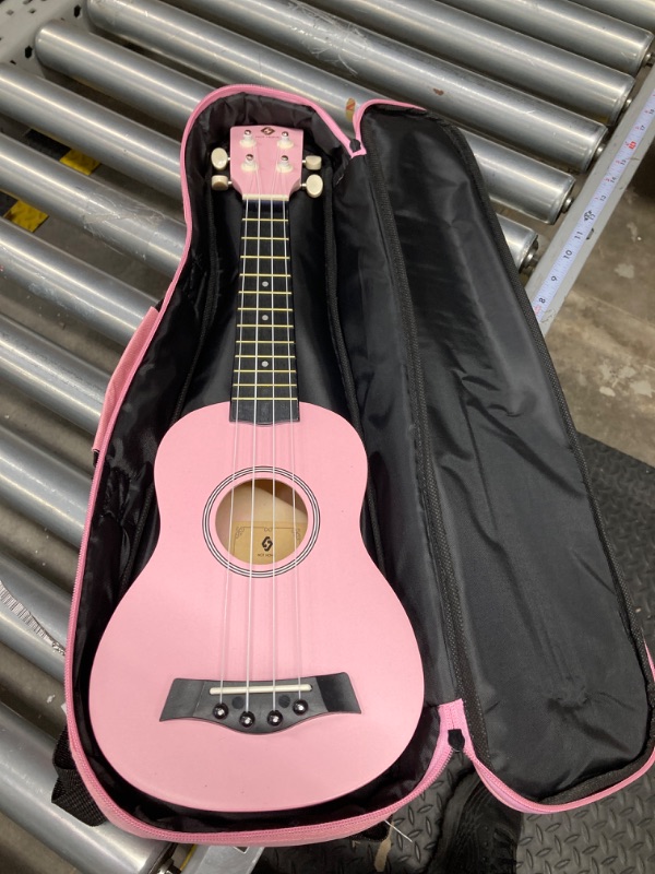 Photo 2 of **Without picks** Soprano Ukulele Beginner Pack, 21 Inch Basswood kids Ukuleles Starter Kit with Gig Bag Digital Tuner Spare Strings and Picks. (pink)