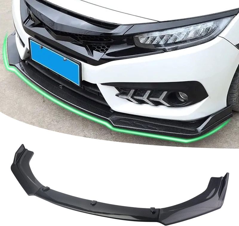 Photo 1 of AUTOTOP 3PCS 10TH Front Bumper Lip Spoiler Lip Lower Bumper Body Fit 2016-2020 Honda Civic?Carbon Fiber Black? QC-TH10