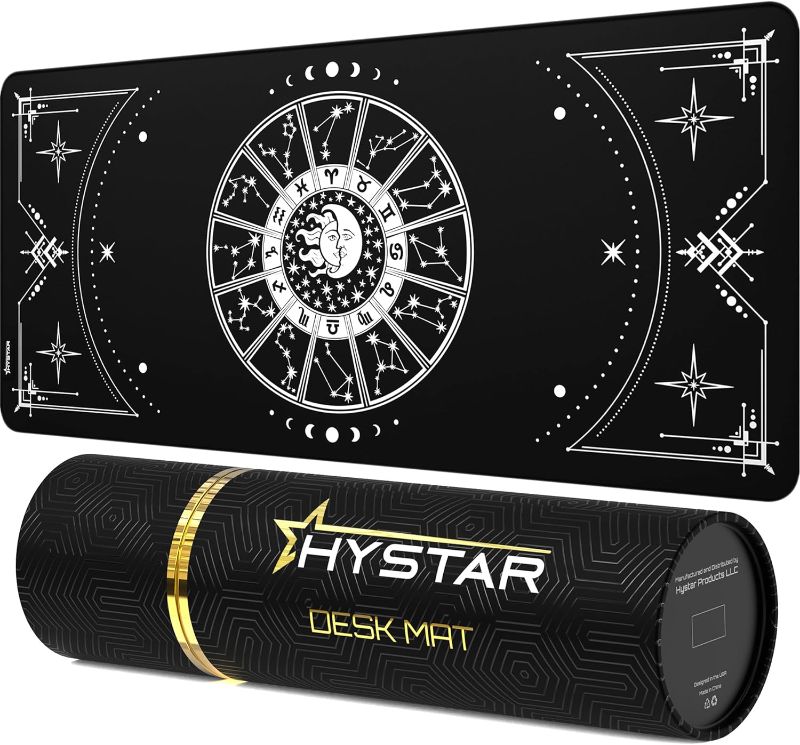 Photo 2 of 
Hystar Extended Gaming Mouse Pad | XXL 36" x 16" | 5mm Thick, Waterproof Surface, Smooth Polyester Fabric, and Natural Rubber Base | Zodiac (Dark)