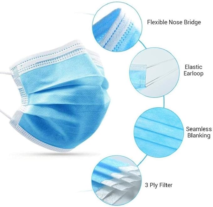 Photo 1 of 1000 PCS Wholesale Bulk Disposable Face Mask (40 Packs, 25pcs/Pack), 3-Layers Breathable Face Masks with Adjustable Earloop for Business PPE