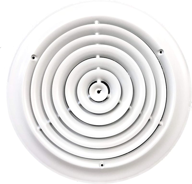 Photo 1 of 12" Round Ceiling Diffuser White Powder Coated with Outside Dimension of 16" Fitting in 12" Duct