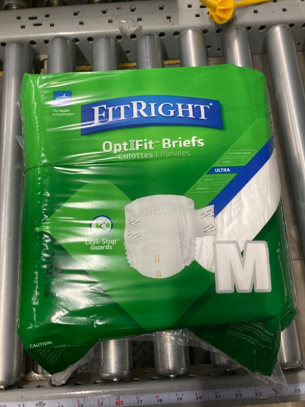 Photo 2 of **3 Pack** FitRight OptiFit Ultra Adult Briefs, Incontinence Diapers with Tabs, Heavy Absorbency, Medium, 32 to 44", 20 Count Bag of 20 Medium (20 Count)