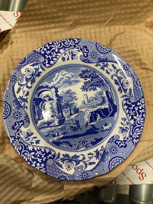 Photo 2 of **ONLY PARTS** Spode Blue Italian Brocato 12 Piece Dinnerware Set | Service for 4 | Dinner Plate, Salad Plate, and Mug | Made of Fine Earthenware | Microwave and Dishwasher Safe