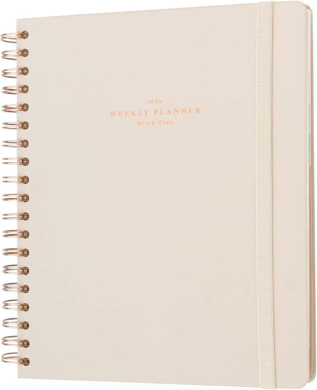 Photo 1 of Misty Gray Planner 2024 Weekly Planner | 8.3" x 9.8" | August 2023 - December 2024 | Daily Weekly And Monthly Planner 2024 | Hardcover Mid Year Diary 2023-2024 With Stickers & Tabs