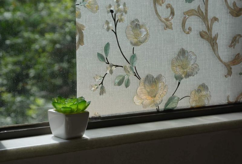 Photo 1 of 
VSUDO 1 Roll 35.4" by 78.7" Privacy Window Film, Camellia Flower Pattern Window Tint for Home, Static Cling Window Glass Sticker (19.37 Sq. Ft Total)