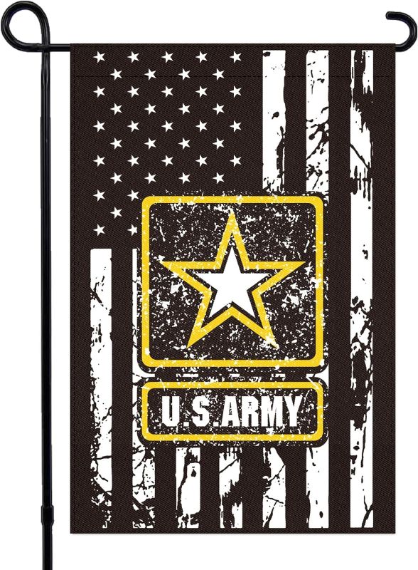 Photo 1 of **Pack of 4** United States of America Army American Flag12x18Inch Double sided Military Banner for Garden Yard Lawn Home Office Indoor Outdoor Decor Cemetery (gg)
