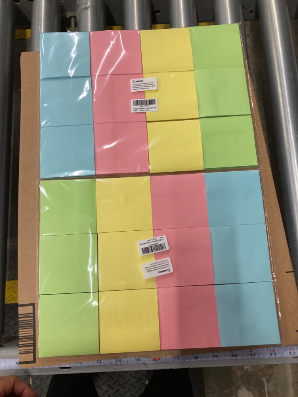 Photo 2 of **2 Packs** 12 Packs Colored Sticky Notes, 3"x3" Self-Stick Pads with 960 Sheets in Total, 80 Sheets/Pack, Perfect for Office, Home, School, Meetings - 4 Colour (Yellow, Pink, Green, Blue) 12 Pack Sticky Note