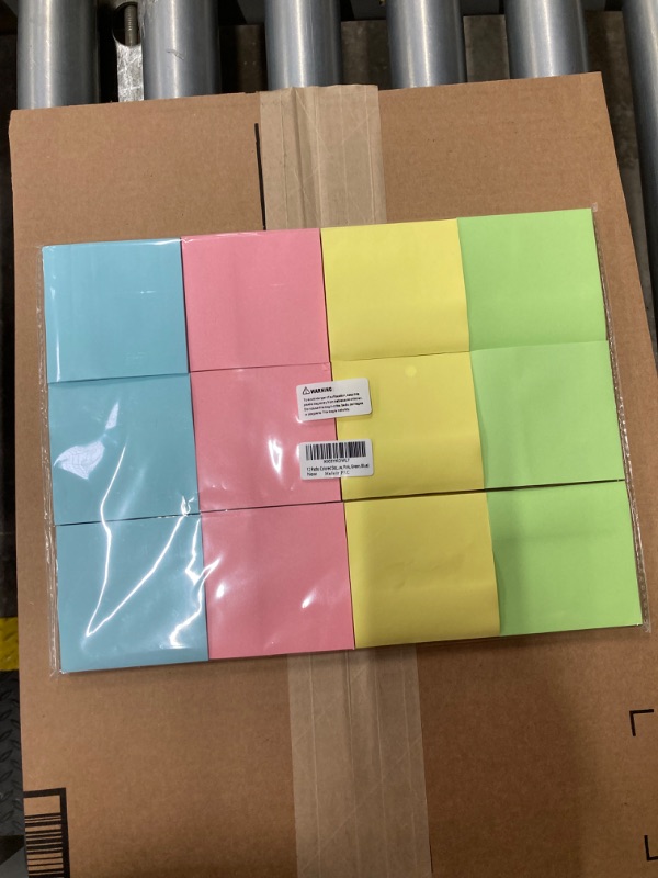 Photo 3 of **2 Packs** 12 Packs Colored Sticky Notes, 3"x3" Self-Stick Pads with 960 Sheets in Total, 80 Sheets/Pack, Perfect for Office, Home, School, Meetings - 4 Colour (Yellow, Pink, Green, Blue) 12 Pack Sticky Note