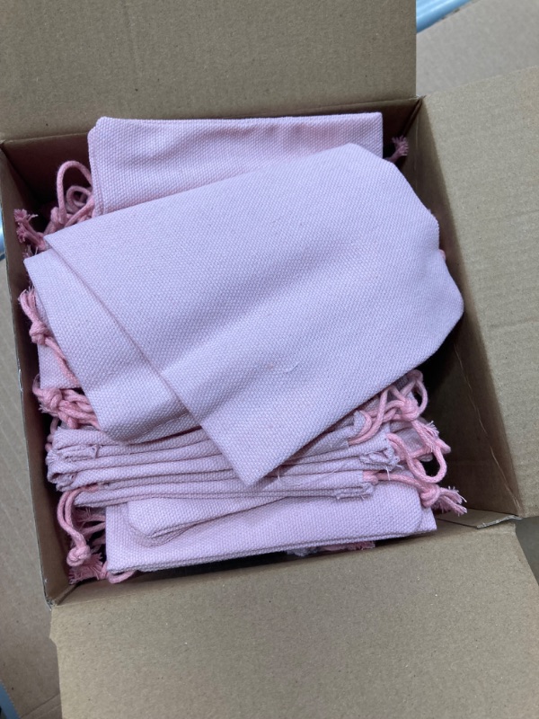 Photo 2 of **2 Packs** Windyun 50 Pcs Burlap Gift Bags with Drawstring 7 x 5 Inch Thank You Drawstring Bags Bulk Burlap Sack Reusable Jewelry Pouches for Party Favors Christmas Wedding Birthday Present(Pink Color)