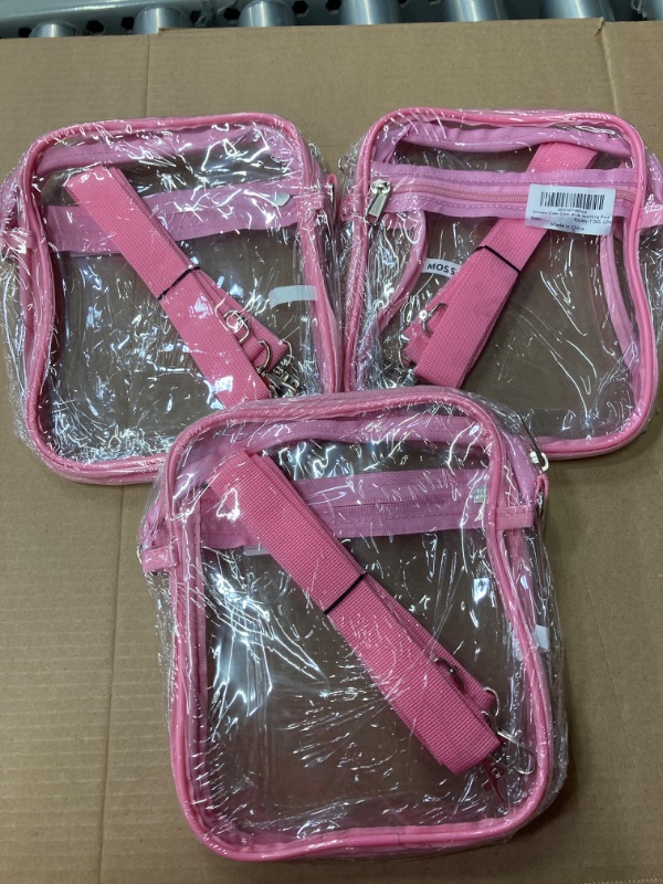 Photo 2 of **3 Pack** Mossio Clear Crossbody Bag Stadium Approved, Transparent Messenger Shoulder Bag for Concert, Beach, Travel & Sporting Pink