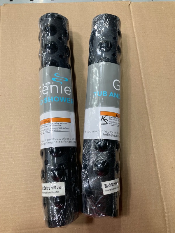 Photo 1 of **2 Pack** Home Genie Bathtub and Shower Mat, 31x15, Soft on Feet, Premium Feel, Bath Tub Floor Mats, Quick Drying, BPA Free Plastic, Machine Wash, Suction Cup Grips and Drainage Holes, Bathroom, Black 31" x 15" Black (Opaque)