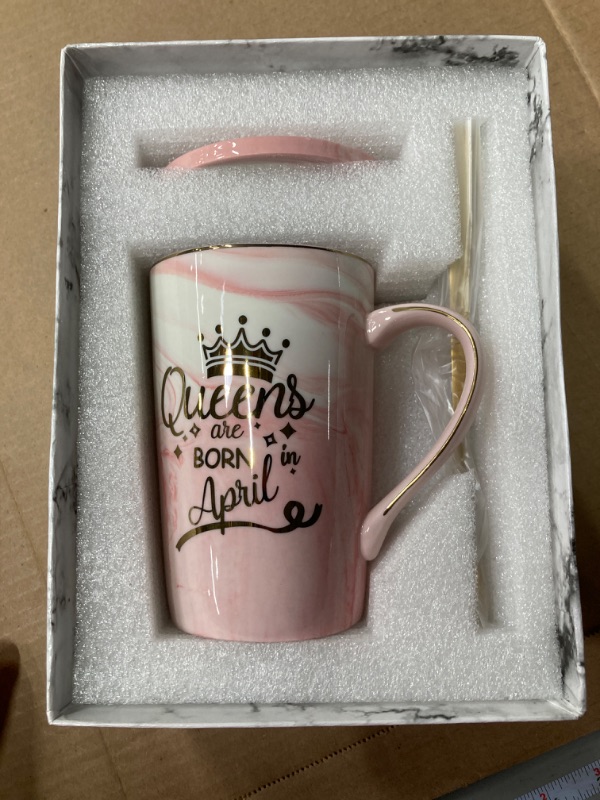 Photo 2 of **2 Pack** April Birthday Gifts for Women, Queens Are Born In April Mug, April Birthday Gifts, Birthday Gifts Ideas for Women Friends Wife Sister 14 Ounce Pink-April