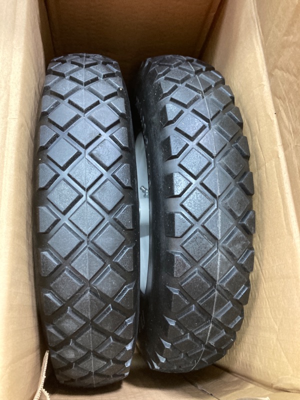 Photo 2 of MaxAuto Wheelbarrow Tire 4.80 4.00-8 Flat-Free 4.80/4.00-8 Tire and Wheel w/Grease Fitting, 3" Centered Hub, 3/4" Bearings, 4.80 4.00-8 Tire for Hand Truck, Trolley, Garden Cart, Wagons