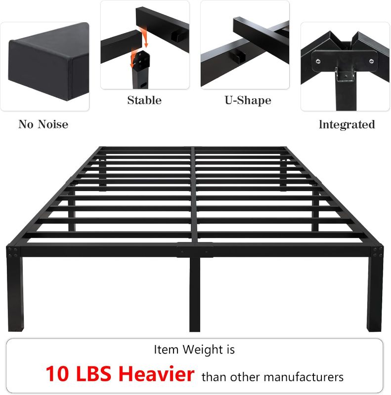 Photo 1 of 18 Inch Tall 3500lbs Heavy Duty Bed Frame Metal Platform/Maximum Storage/Mattress Foundation/Steel Slats Support/Noise Free/Box Spring Replacement,Queen