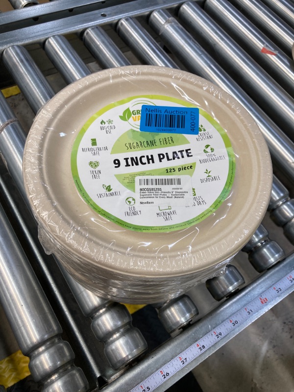 Photo 1 of Eco-Friendly 9" Disposable Sugarcane Fiber Plates - Sustainable Convenience for Every Meal! (Natural)