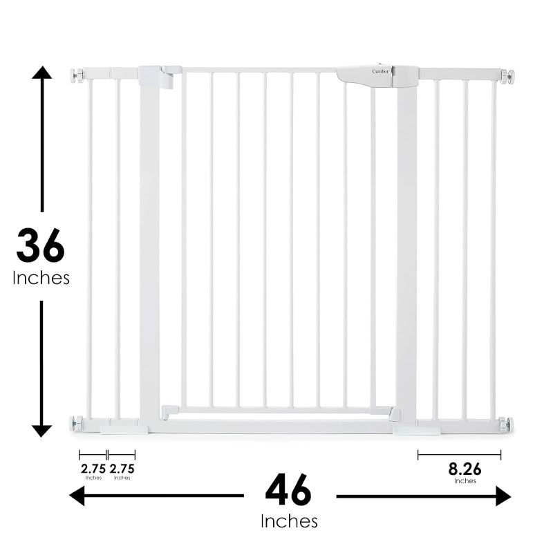 Photo 1 of Cumbor 36" Extra Tall Baby Gate for Dogs and Kids with Wide 2-Way Door, 29.7"- 46" Width, and Auto Close Personal Safety for Babies and Pets, Fits Doorways, Stairs, and Entryways, White
