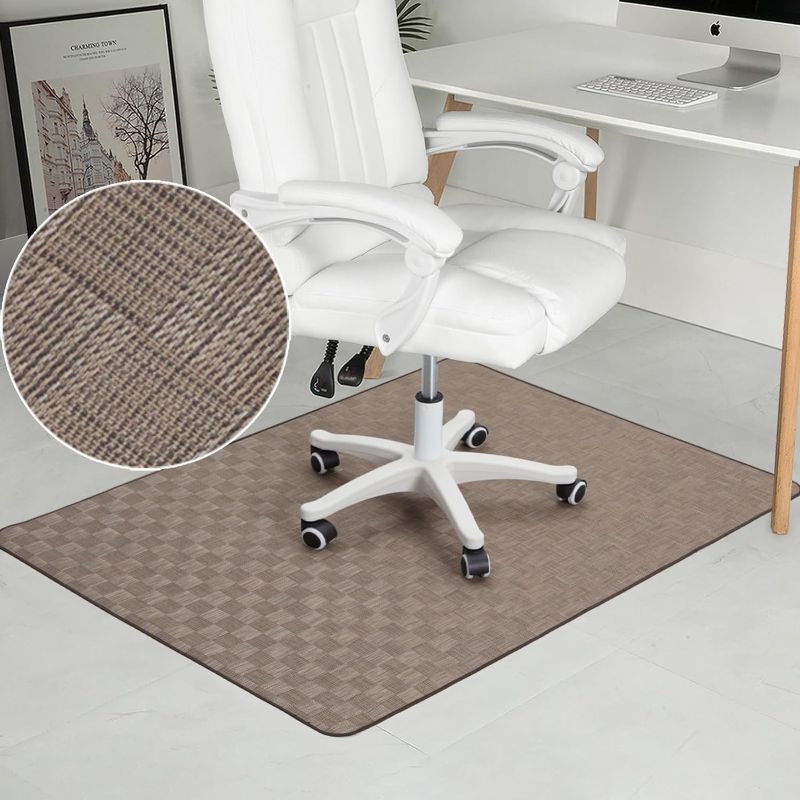 Photo 1 of Chair Mat for Hardwood & Tile Floor, 36" x 48" Heavy Duty Office Chair Mat for Rolling Chairs, Anti Slip, Non-Curve, Floor Protector for Home Office, Brown Square
