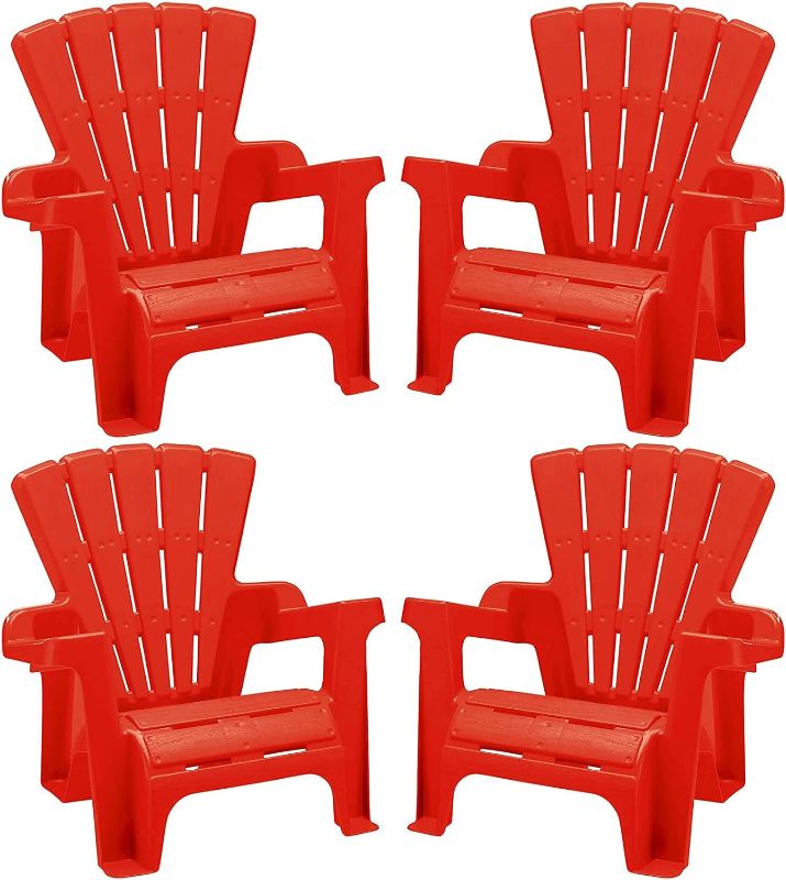 Photo 1 of American Plastic Toys Kids’ Adir-Pack, Red, 4, Stackable, Lightweight, & Portable, Outdoor, Beach, Lawn, Indoor, Comfortable Lounge Adirondack Chairs 4 Pack
