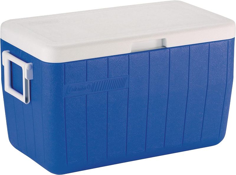 Photo 1 of Coleman Chiller Series 48qt Insulated Portable Cooler, Ice Retention Hard Cooler with Heavy Duty Handles Ocean Blue