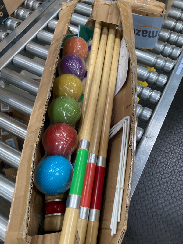 Photo 2 of ApudArmis Six Player Croquet Set with Premiun Rubber Wooden Mallets 28In,Colored Ball,Wickets,Stakes - Lawn Backyard Game Set for Adults/Teenagers/Family (Large Carry Bag Including)