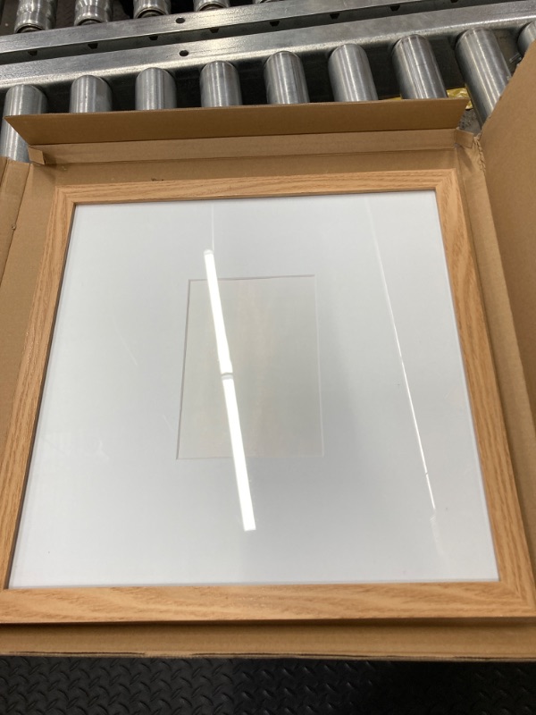 Photo 2 of Americanflat 14x14 Oak Wedding Signature Picture Frame Displays 5x7 Photo with Polished Glass Oak 1 Pack