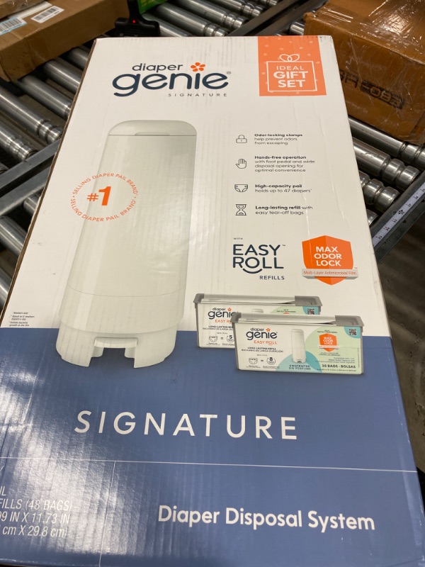 Photo 4 of Diaper Genie Signature Gift Set | Includes Easy Roll Refill with 48 Bags | Holds Up to 2256 Newborn Diapers
