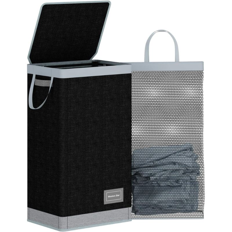 Photo 1 of *STOCK PHOTO FOR REFERENCE* Werseon Laundry Hamper 100L Collapsible Large Laundry Baskets with Lid, Dirty Clothes Hamper Laundry Bin Organizer for Laundry Room Bedroom