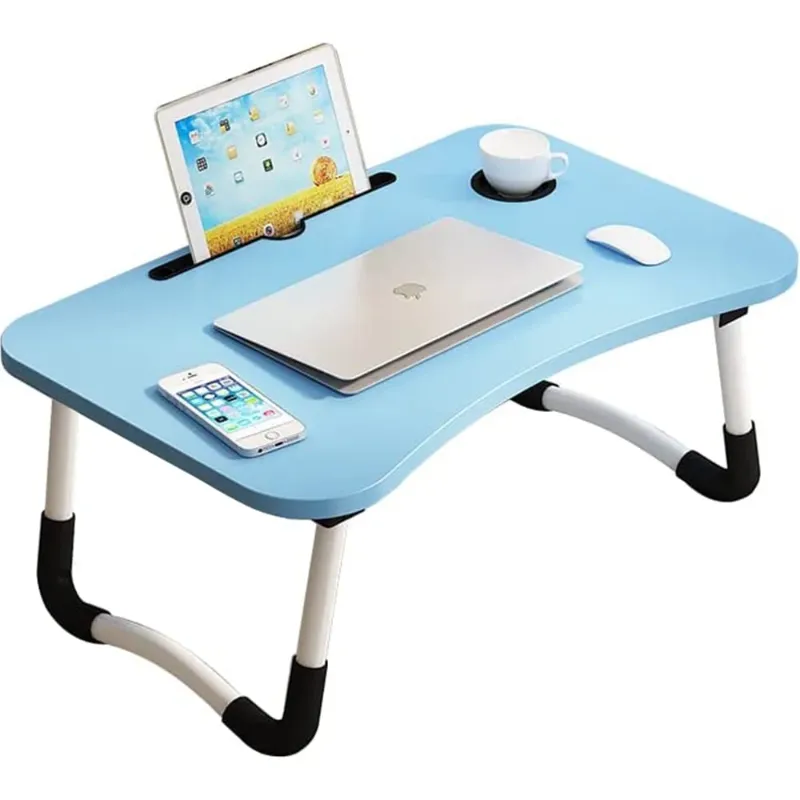 Photo 1 of Mighty Rock Laptop Desk Foldable Bed Tray Table Laptop Bed Stand Standing Table for Bed Sofa Couch Floor Blue