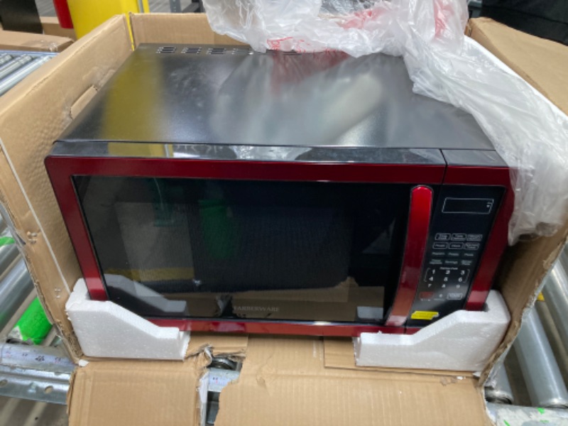 Photo 3 of 1.1 Cu. Ft. 1000-Watt Countertop Microwave Oven in Metallic Red
