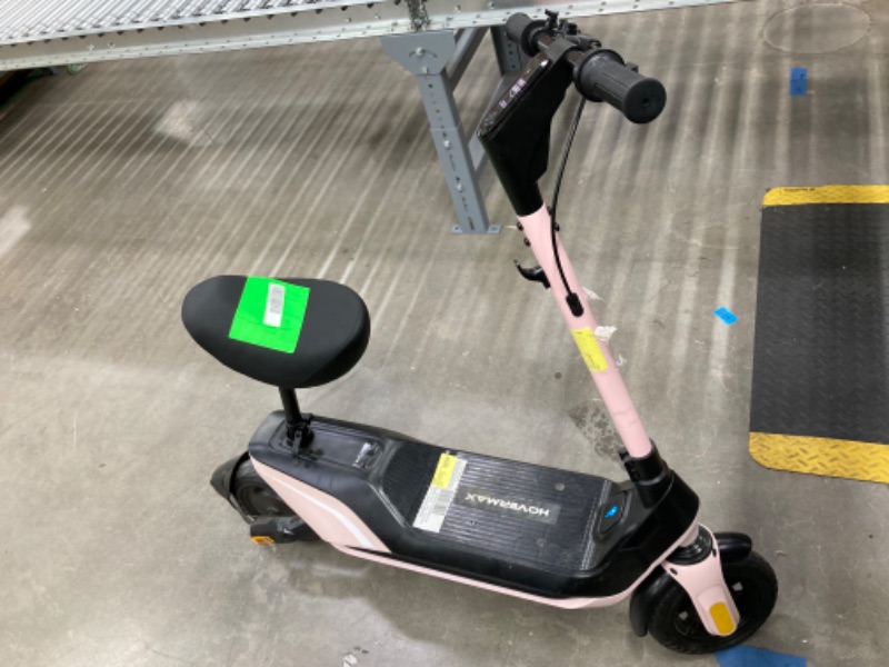 Photo 2 of *MAY BE USED FOR PARTS* HOVERMAX Electric Scooter with Seat for Adults, 500W Motor 10" Commuter Electric Scooter with Basket, Max Speed 22 MPH, 28 Miles Range, Pink