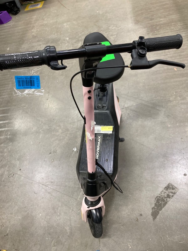 Photo 5 of *MAY BE USED FOR PARTS* HOVERMAX Electric Scooter with Seat for Adults, 500W Motor 10" Commuter Electric Scooter with Basket, Max Speed 22 MPH, 28 Miles Range, Pink