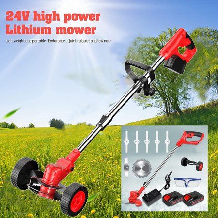 Photo 1 of *MISSING PARTS* Grass Trimmer Cordless Electric Weed Eaters & Weed Trimmer, Tanbaby 6 inch Weed Wacker Kit with Upgraded Wheels