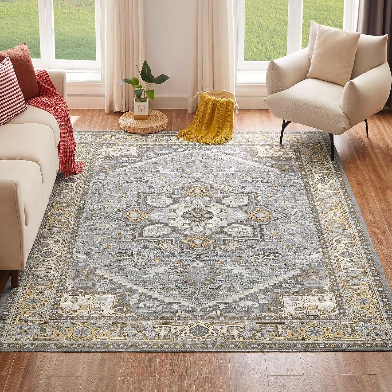 Photo 1 of **THE RUG IS SIMILAR TO THE IMAGE****Loloi II Teagan Collection TEA-05 Denim/Slate 5'-3" x 7'-6", 25" Thick, Area Rug, Soft, Durable, Neutral, Woven, Low Pile, Non-Shedding, Easy Clean, Living Room Rug Denim / Slate 5'-3" x 7'-6"