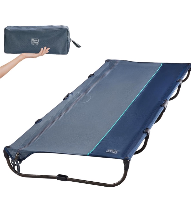 Photo 1 of *STOCK PHOTO FOR REFERENCE* TIMBER RIDGE Lightweight Aluminum Camping Cot, 20-Second Quick Set-Up Folding Cot with Zipper Closure, Portable Carry Bag Included for Camping, Travel and Outdoors, Support up to 225lbs, Navy