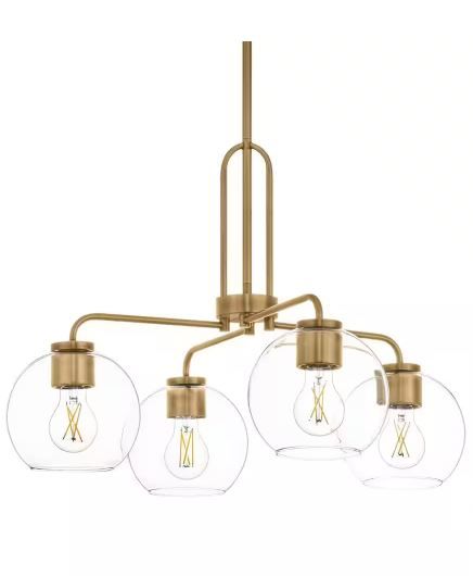 Photo 1 of ***(ONLY 3 GLASS BULBS)***
Nelwyn 25 in. 4-Light Vintage Brass Chandelier with Clear Glass Globe Shades
