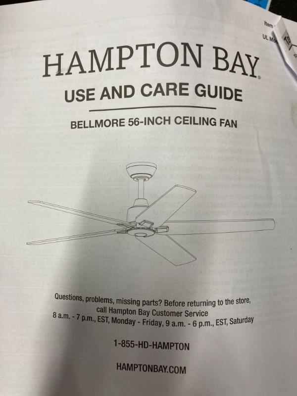 Photo 1 of Bellmore 56 in. Indoor Brushed Nickel Ceiling Fan with DC Motor and Remote Control Included
