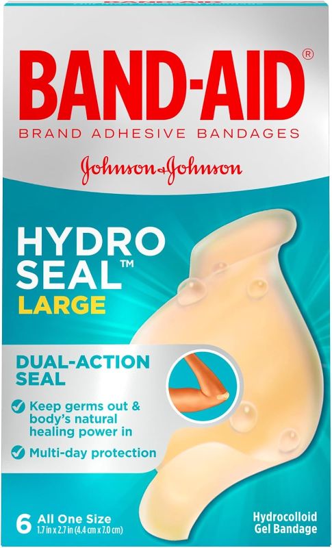 Photo 1 of *PACK OF 2* Band-Aid Brand Hydro Seal Large Waterproof Adhesive Bandages for Wound Care and Blisters, 6 ct