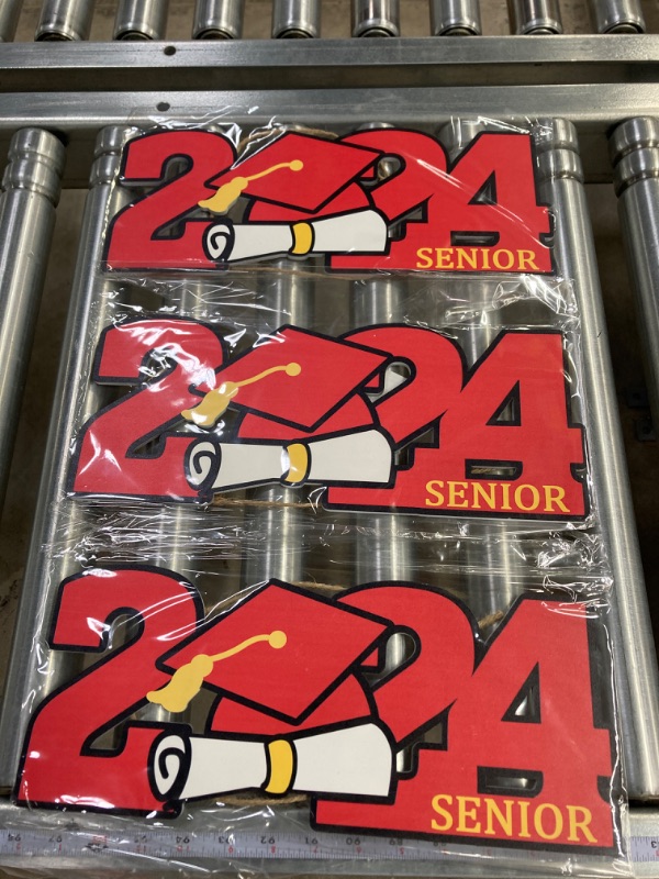 Photo 2 of *PACK OF 3* Senior 2024 Graduation Wooden Sign 2024 Graduation Party Photo Booth Props Class of 2024 Wooden Signs for Congrats Grad Party Decorations (Red)