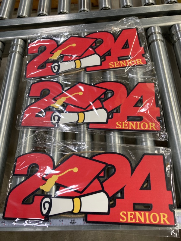 Photo 1 of *PACK OF 3* Senior 2024 Graduation Wooden Sign 2024 Graduation Party Photo Booth Props Class of 2024 Wooden Signs for Congrats Grad Party Decorations (Red)