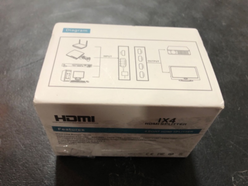 Photo 1 of ANLINK 4K 1x4 HDMI Splitter 1 in 4 Out, 4 Ports 4Kx2K Premium Quality Full Ultra HD Distributor for PS4 Fire Stick HDTV DVD Roku Blu-Ray Computer Monitor-Power Adapter Included