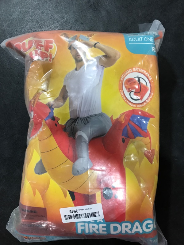 Photo 1 of Spooktacular Creations Inflatable Costume Riding a Fire or Ice Dragon Air Blow-up Deluxe Halloween Costume - Adult Size Red