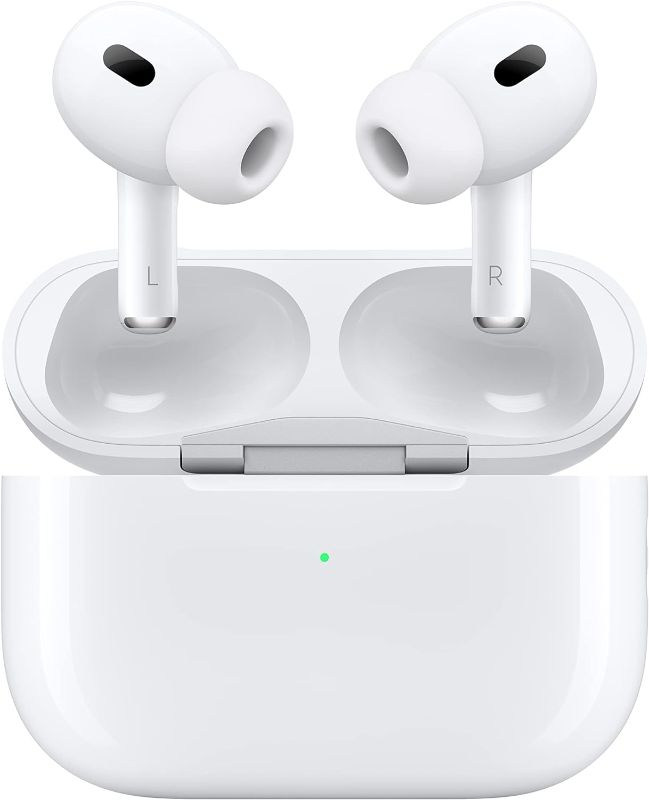 Photo 1 of Apple AirPods Pro (2nd Generation) Wireless Ear Buds with USB-C Charging, Up to 2X More Active Noise Cancelling Bluetooth Headphones, Transparency Mode, Adaptive Audio, Personalized Spatial Audio
