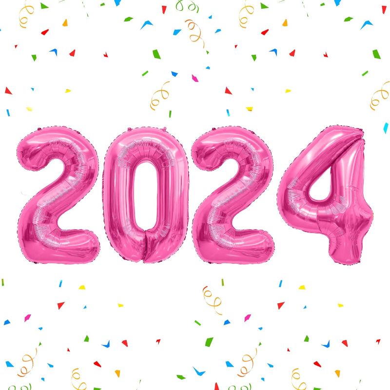 Photo 1 of 2024 Pink Balloons, 2024 Foil Number Balloons, 40 inch 2024 Balloons New Year, Large 2024 Mylar Balloons for 2024 New Years Eve Party Supplies Festival Birthday Anniversary Graduation Decorations X2
