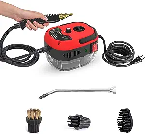 Photo 1 of 2500W Handheld Steam Cleaner High Temperature Pressurized Steam Cleaning Machine Portable Car Steamer with Brush Heads (Red)