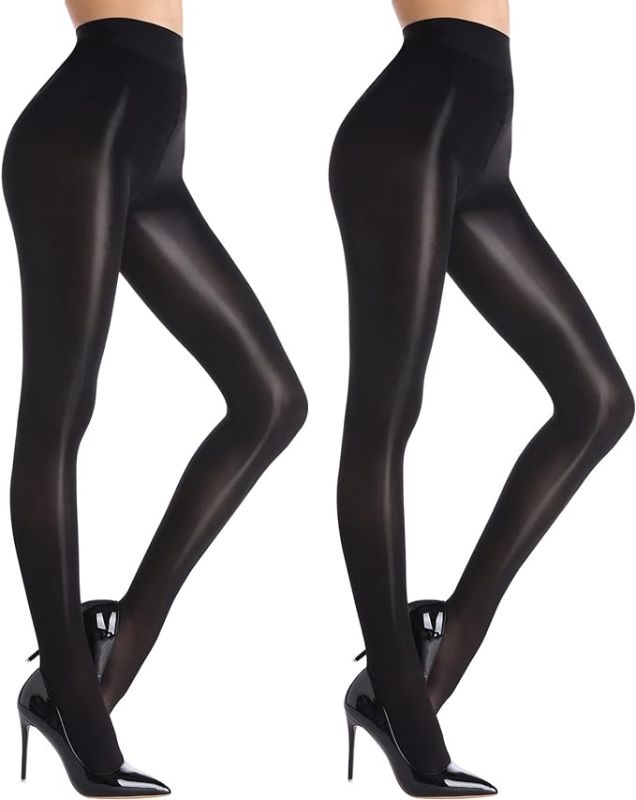 Photo 1 of HA WA 2 Pairs Women's Shiny Slimming Tights, Super Sexy High Waist Tummy Compression Pantyhose with Control Top SIZE L 