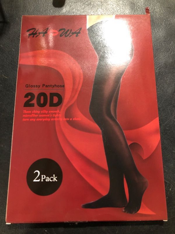 Photo 2 of HA WA 2 Pairs Women's Shiny Slimming Tights, Super Sexy High Waist Tummy Compression Pantyhose with Control Top SIZE L 