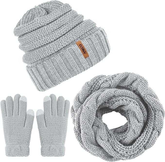 Photo 1 of Aneco Winter Warm Knitted Scarf Beanie Hat and Gloves Set Men & Women's Soft Stretch Hat Scarf and Mitten Set
