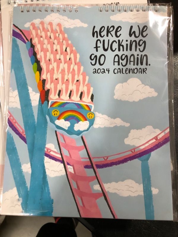 Photo 1 of Here We Fucking Go Again Calendar 2024 Snarky af Calendar Funny Wall Monthly Planner Hanging Calendar Gifts
